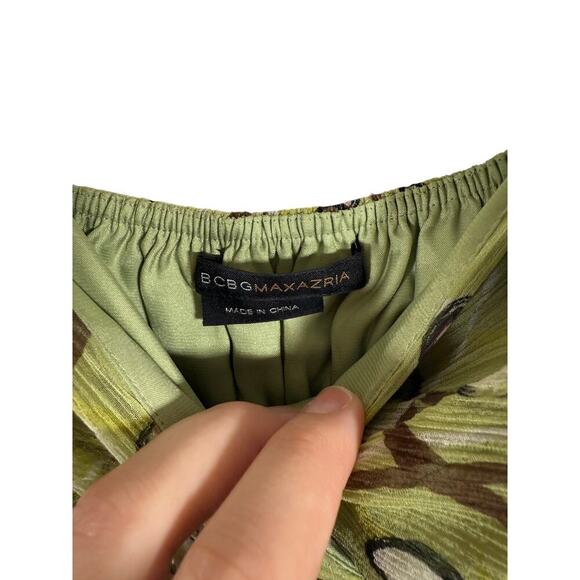 Vintage Y2K BCBG Max Azria Green 100% Silk Empire Waist Sun Dress Cocktail Party - Picture 4 of 4